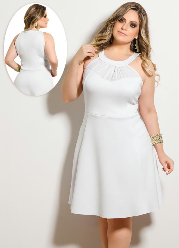 vestido branco plus size curto