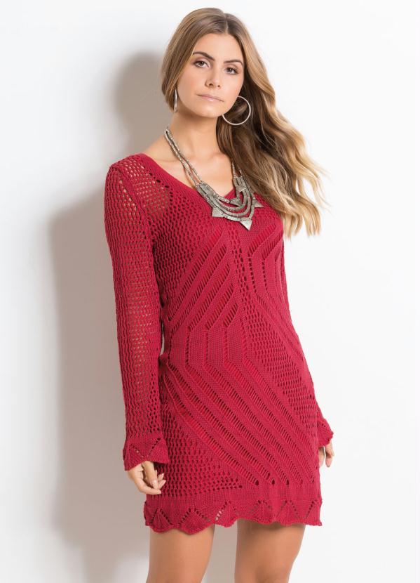vestido de trico vermelho