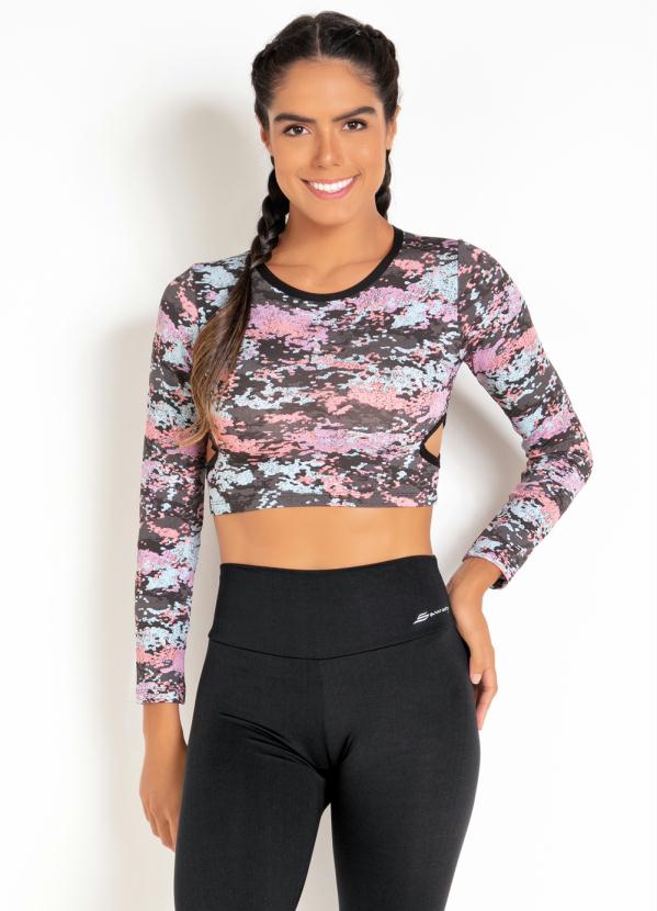 Blusa Cropped Manga Longa (Camuflada)