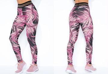 Legging Ondas Pink com El�stico Sawary Fitness
