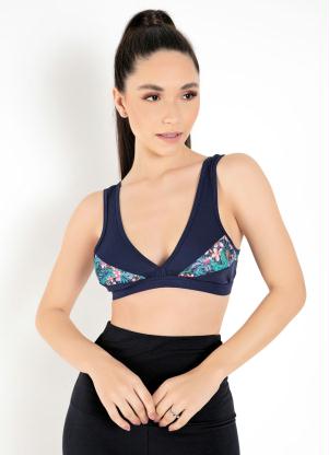 Top Esportivo com Recorte (Marinho Floral)