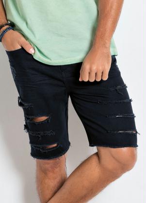 Bermuda Actual (Preta) em Sarja Destroyed Bermuda Actual (Preta) em Sarja Destroyed