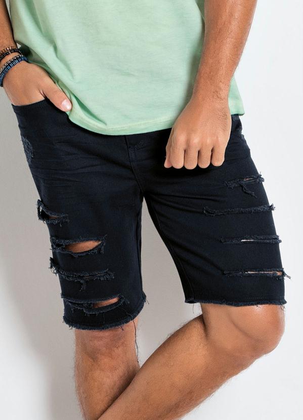 Bermuda Actual (Preta) em Sarja Destroyed Bermuda Actual (Preta) em Sarja Destroyed