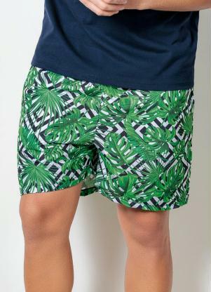 Bermuda de Banho em Tactel (Folhagem)