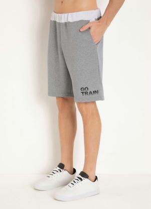 Bermuda (Mescla) com Bolsos e Estampa na Perna