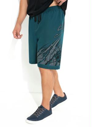 Bermuda (Verde Petróleo) com Estampa com Bolso Bermuda (Verde Petróleo) com Estampa com Bolso
