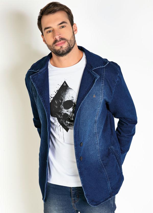 Blazer (Jeans) com Bolsos Funcionais e Bot�es