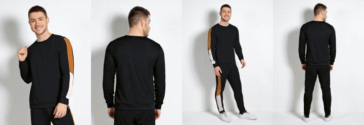 Casaco com Recorte Caramelo, Preto e Branco