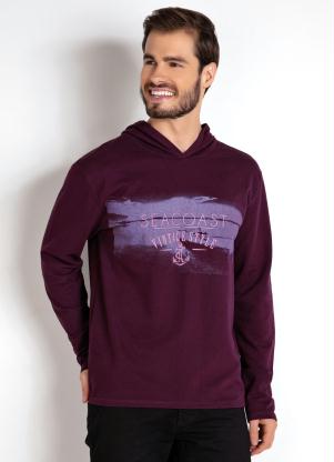 Casaco (Vinho) com Capuz e Estampa