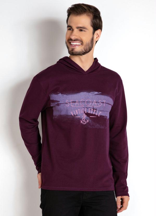 Casaco (Vinho) com Capuz e Estampa