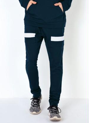 Calça (Marinho) Moletinho com Bolsos Recortados Calça (Marinho) Moletinho com Bolsos Recortados