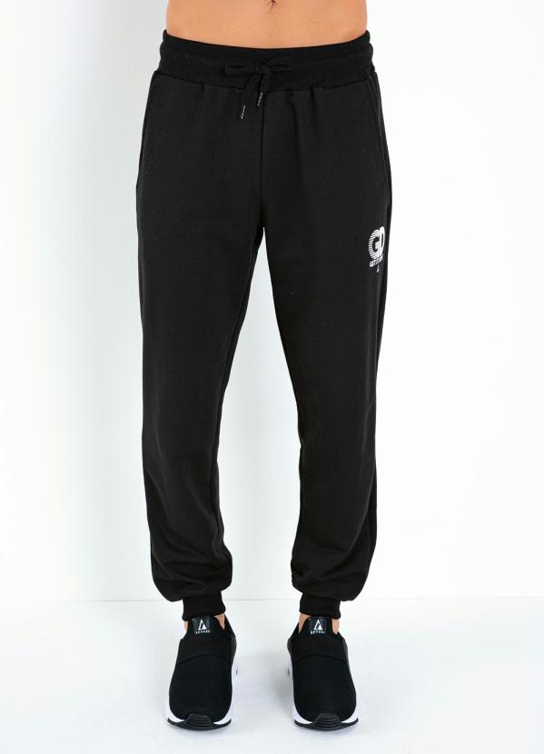 Cal�a (Preta) com El�stico na Cintura e Bolsos