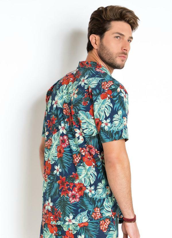 camisa de malha floral masculina