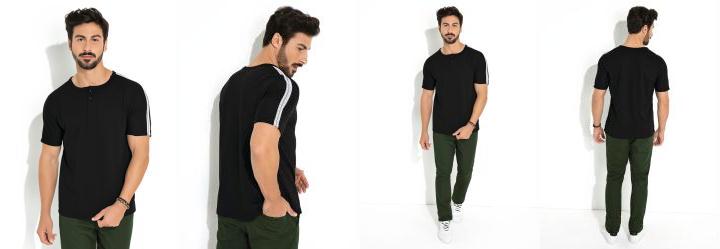 Camiseta Preta com Bot�es