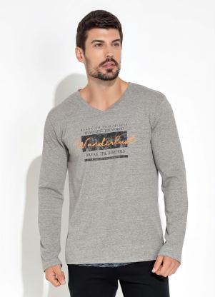 Camisa com Estampa na Frente (Mescla Cinza)