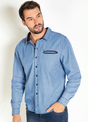 Camisa (Jeans Claro) com Bolso Funcional