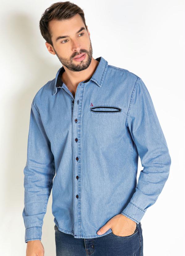 Camisa (Jeans Claro) com Bolso Funcional