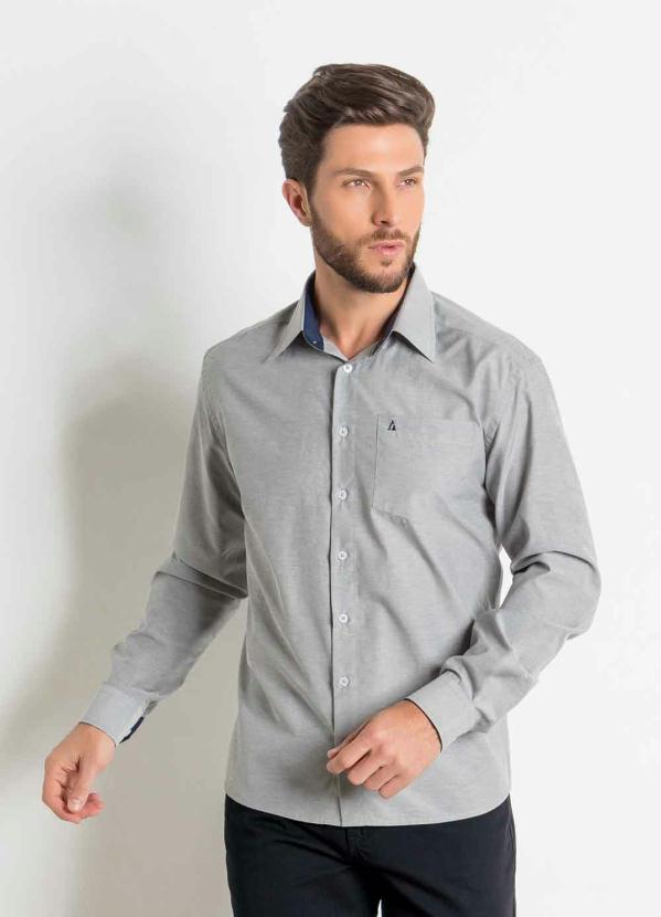 camisa social cinza