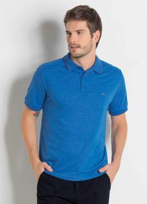 Camisa Polo Actual em Piquet (Azul)
