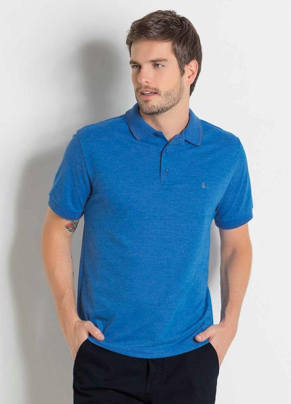 Camisa Polo Actual em Piquet (Azul)