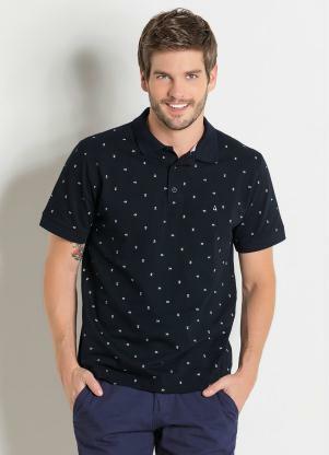 Camisa Polo Actual (Preta) com Estampa Camisa Polo Actual (Preta) com Estampa