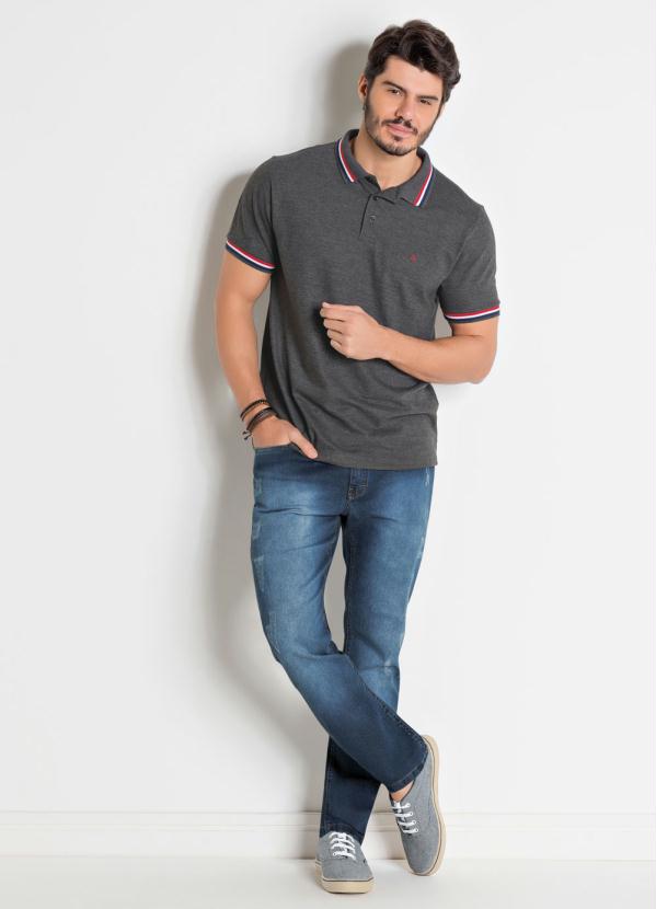 camisa polo jeans masculina