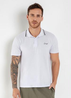 Camisa Polo (Branca) com Bot�es e Bordado