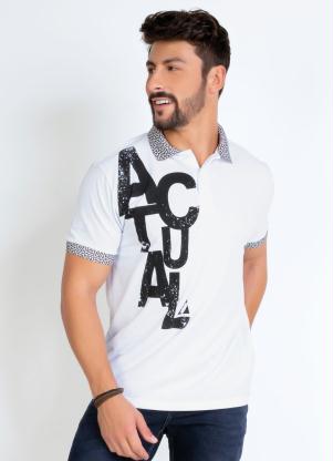 Camisa Polo (Branca) com Detalhes Contrastantes