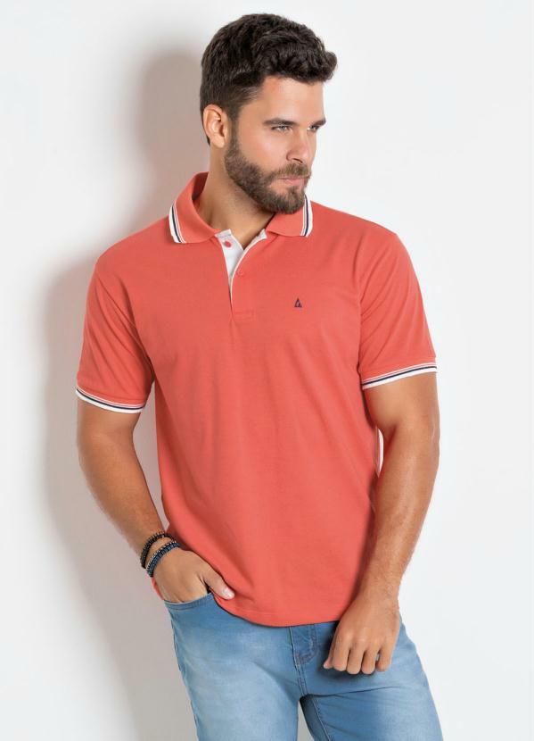 Camisa Polo (Laranja) com Detalhe em Branco