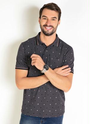 Camisa Polo (Mescla Chumbo) Estampada Camisa Polo (Mescla Chumbo) Estampada