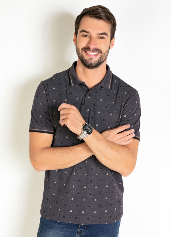 Camisa Polo (Mescla Chumbo) Estampada Camisa Polo (Mescla Chumbo) Estampada