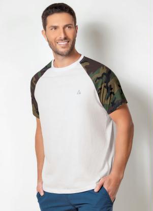 Camiseta Actual (Branca) com Mangas Estampadas
