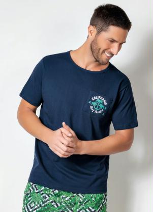 Camiseta Actual com Bolso Frontal (Marinho)