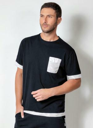 Camiseta Actual (Preta) com Bolso Funcional Camiseta Actual (Preta) com Bolso Funcional