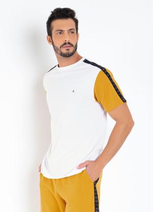 Camiseta (Branca) com Cadar�o nas Mangas