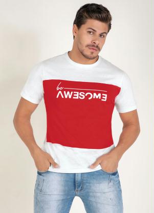 Camiseta (Branca) com Recortes e Estampa