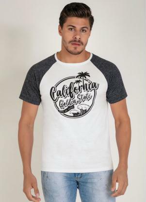 Camiseta (Branca e Mescla) com Estampa na Frente