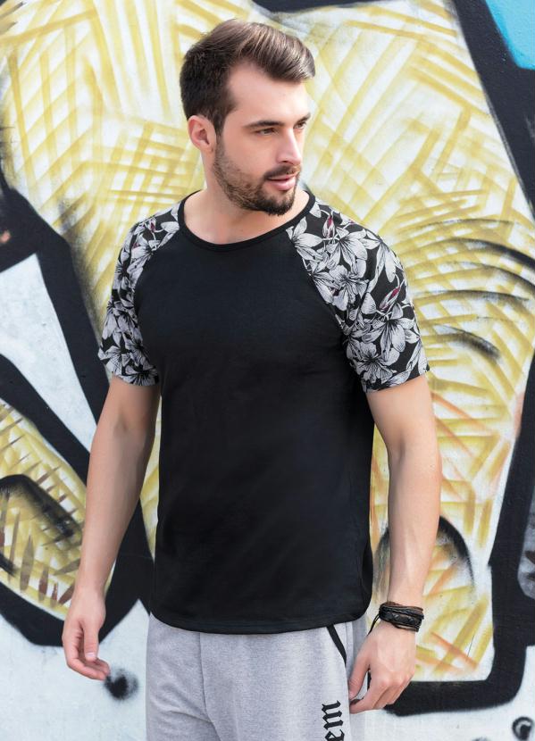 Camiseta com Estampa Folahem Mangas Preta - Moda Pop