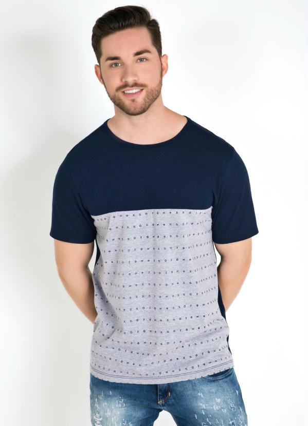 Camiseta com Estampa Frente (Marinho)