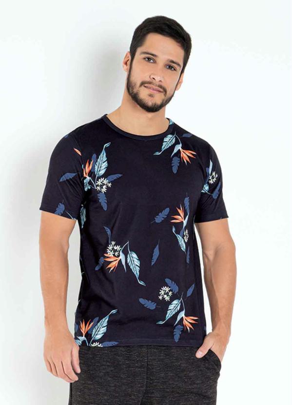 Camiseta (Folhagem Marinho) com Mangas Rovitex