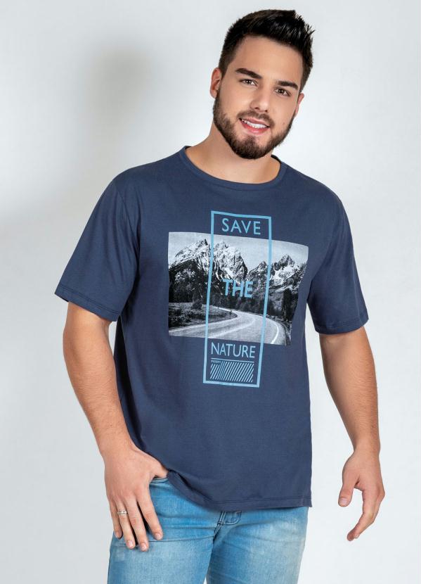 Camiseta (Marinho) com Estampa Frontal