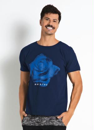 Camiseta (Marinho) com Estampa Frontal