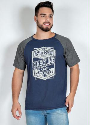Camiseta (Marinho e Mescla) com Estampa Frontal