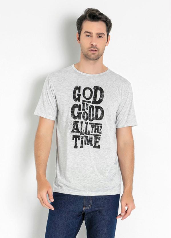 Camiseta (Mescla Claro) com Estampa Frontal