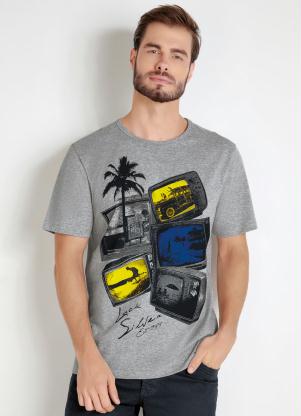 Camiseta (Mescla) com Estampa Frontal
