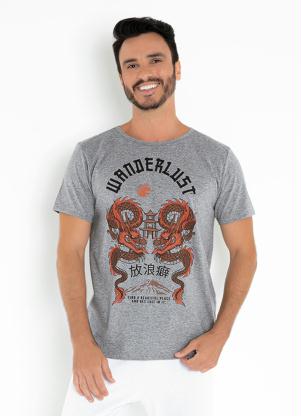 Camiseta (Mescla) com Estampa Frontal