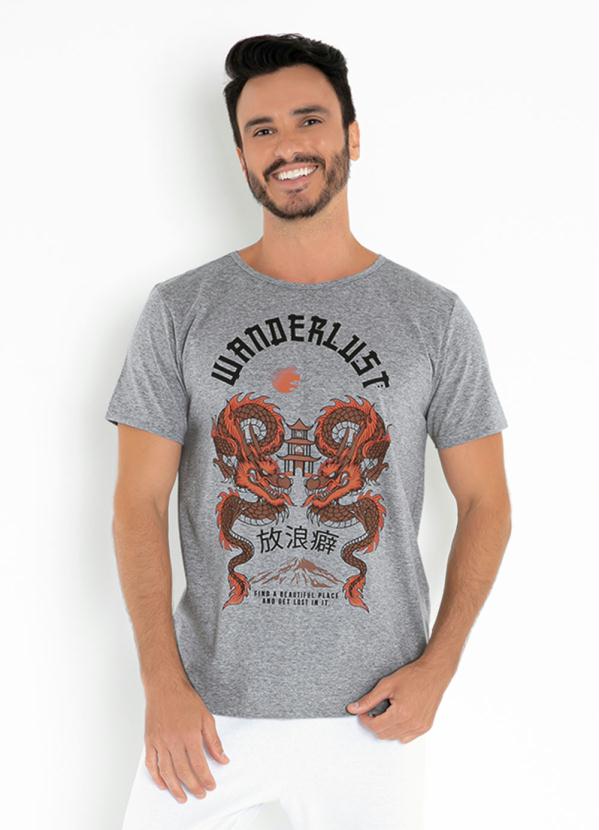 Camiseta (Mescla) com Estampa Frontal