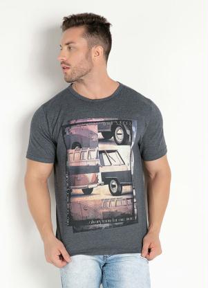 Camiseta (Mescla Preta) com Estampa