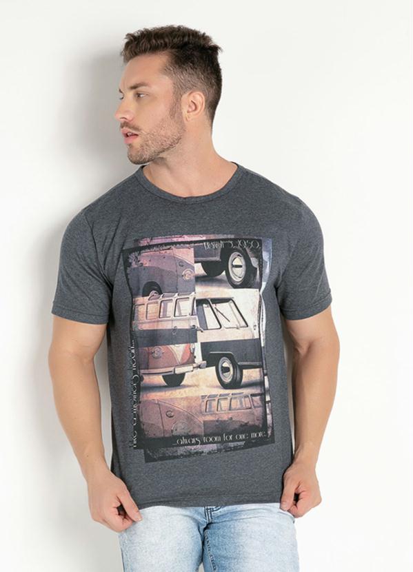 Camiseta (Mescla Preta) com Estampa