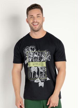 Camiseta (Preta) com Estampa com Glitter